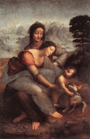 reproductie The virgin and child with St. Anne van Leonardo Da Vinci